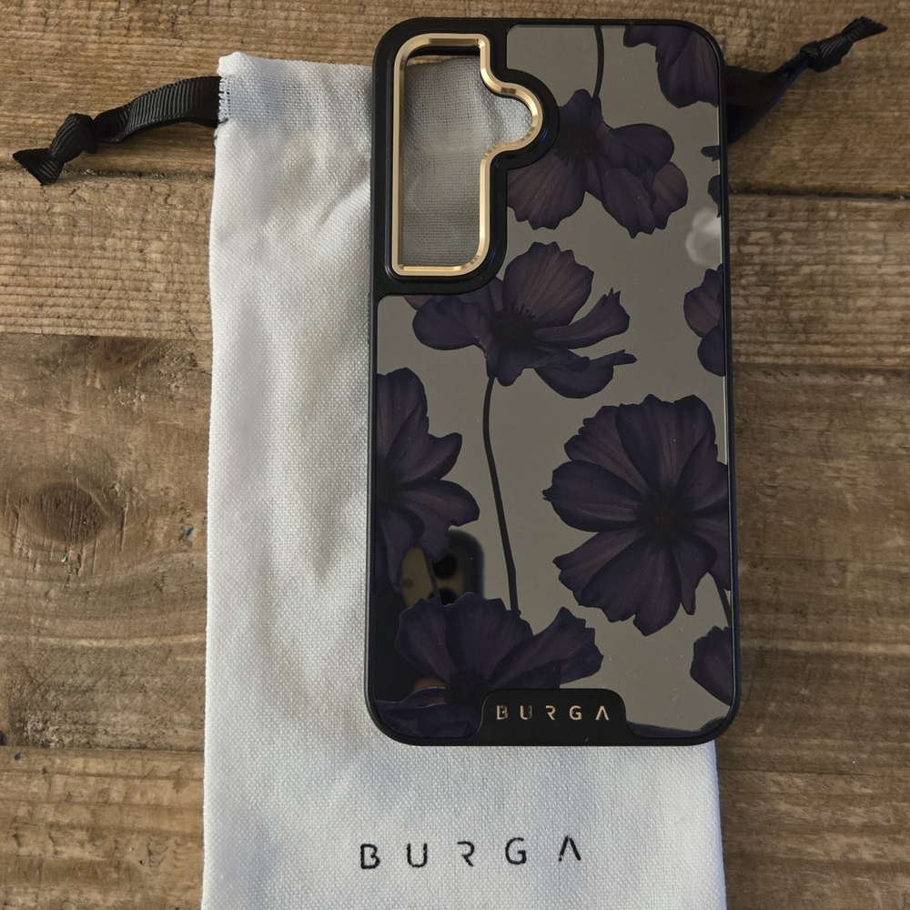 BURGA Purple Floral Protective Phone Case with Gold Accent
